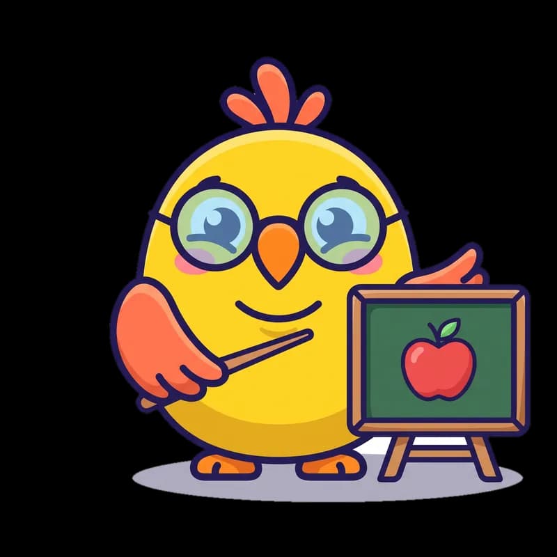 Pipi pointing at a picture of an apple on a board