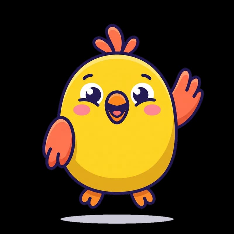 Pipi, the Pelangi bird, waving a wing